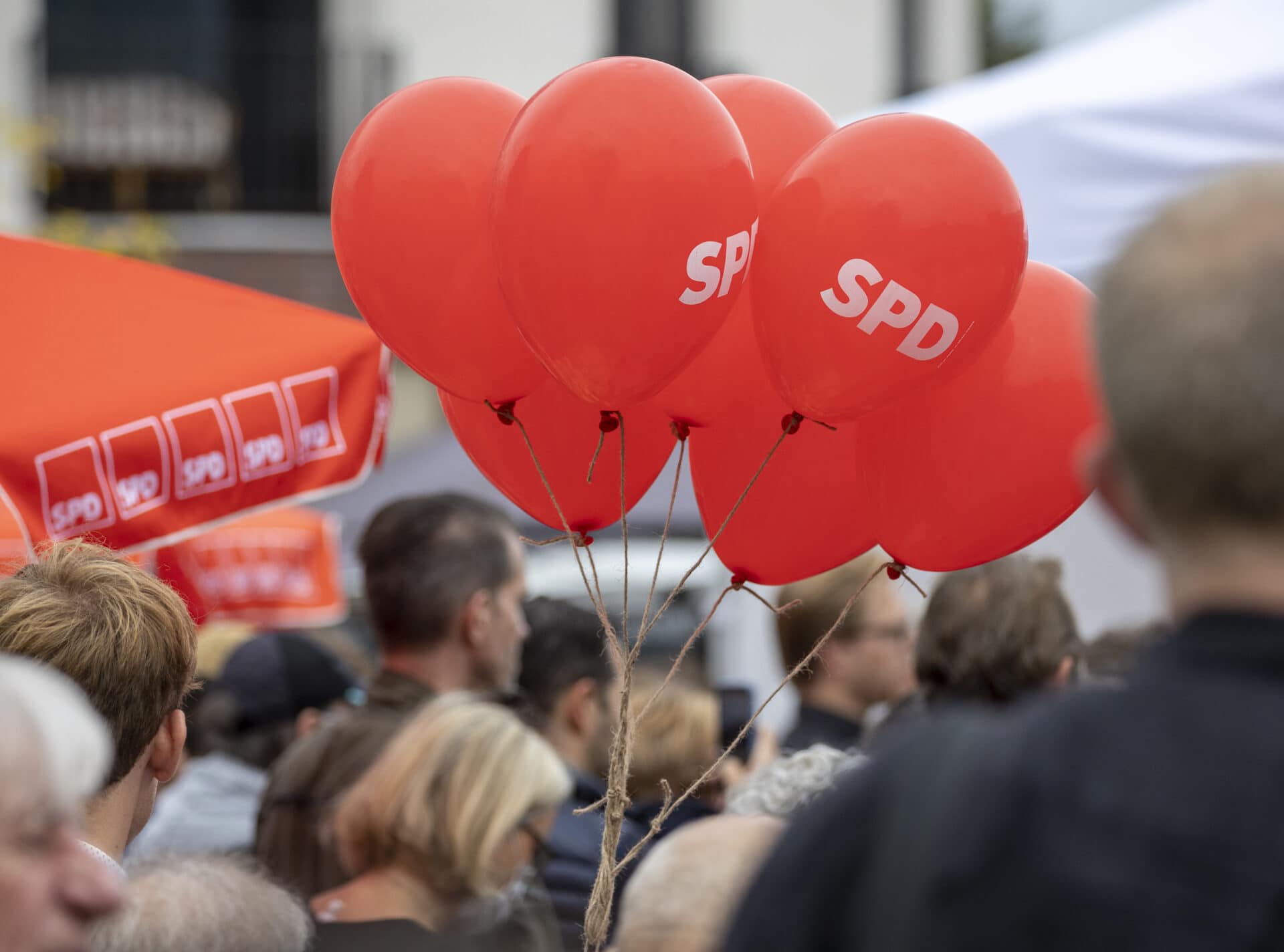 SPD-Luftballone bei einer SPD-Veranstaltung